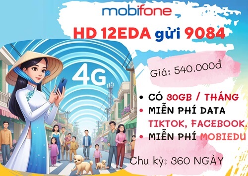 Đăng ký gói cước 12EDA Mobifone nhận 360GB data, dùng tiện ích thả ga 