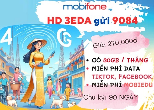 Đăng ký gói cước 3EDA Mobifone nhận 90GB data kèm tiện ích miễn phí 