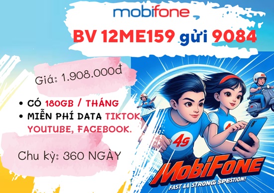 Đăng ký gói cước 12ME159 Mobifone ưu đãi 6GB data ngày, miễn phí tiếng Anh cả năm