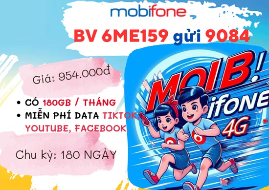 Đăng ký gói cước 6ME159 Mobifone nhận 1.080GB data, học tiếng Anh 