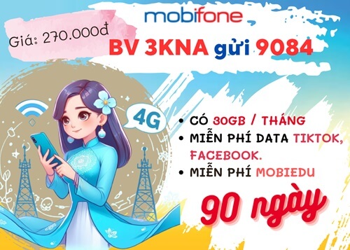 Đăng ký gói cước 3KNA Mobifone nhận 90GB data, dùng tiện ích miễn phí 3 tháng